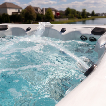 Water features inside of an H2X Swim Spa by MasterSpas.